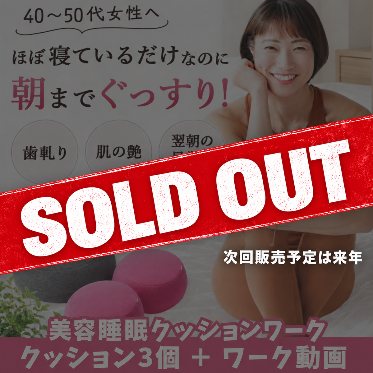 好評につき完売‼次回販売予定は来年です。寝ながら美容！【美容睡眠クッションワーク】クッション3個・動画付き